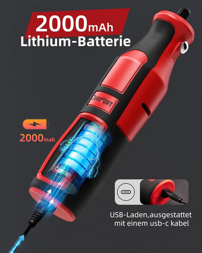 DuroFort 8V Akku Multifunktionswerkzeuge,5 Gang Rotationswerkzeug(17000-32000rmp),146 Zubehören Mini