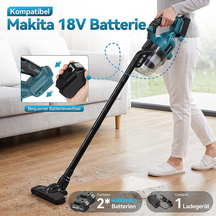 Akku Staubsauger Kompatibel mit Makita 18V,5-in-1 Handstaubsauger mit 2 x 4.0Ah Akku Ladegerät,16000
