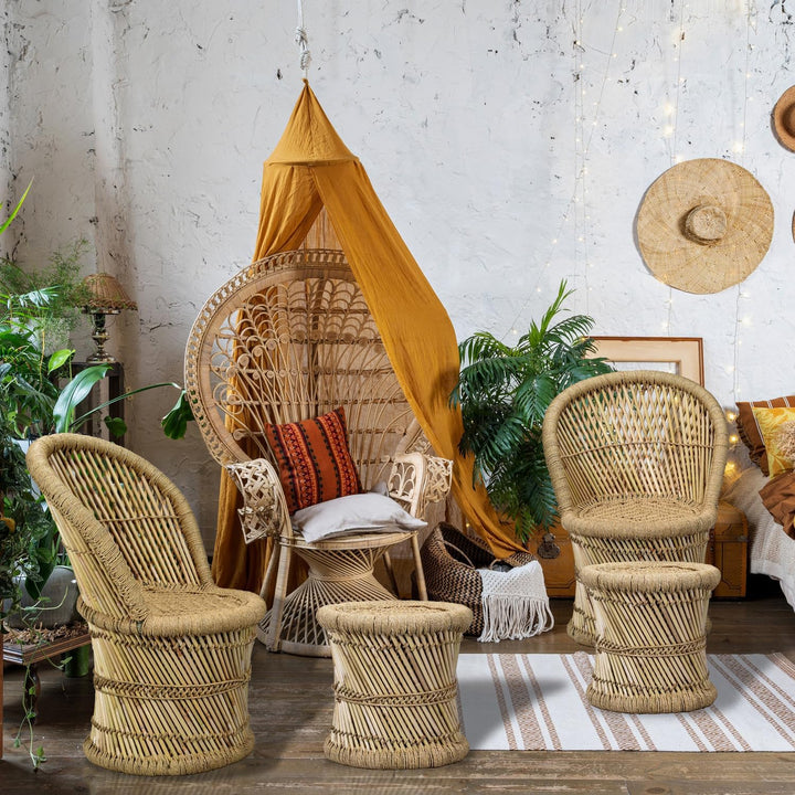 Marrakesch Stuhl Gartenstuhl aus Bambus 2er Set Stuhl Aleja ø 40 cm | Ideal im Garten Terrasse und B