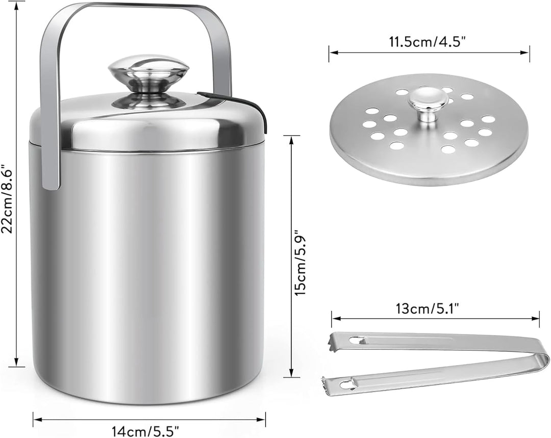 Eiskübel, Edelstahl Eiseimer 1,6L Rundes Kleines Bierfass, Bar-tool Eis-pellet-eishalter Sektkübel m