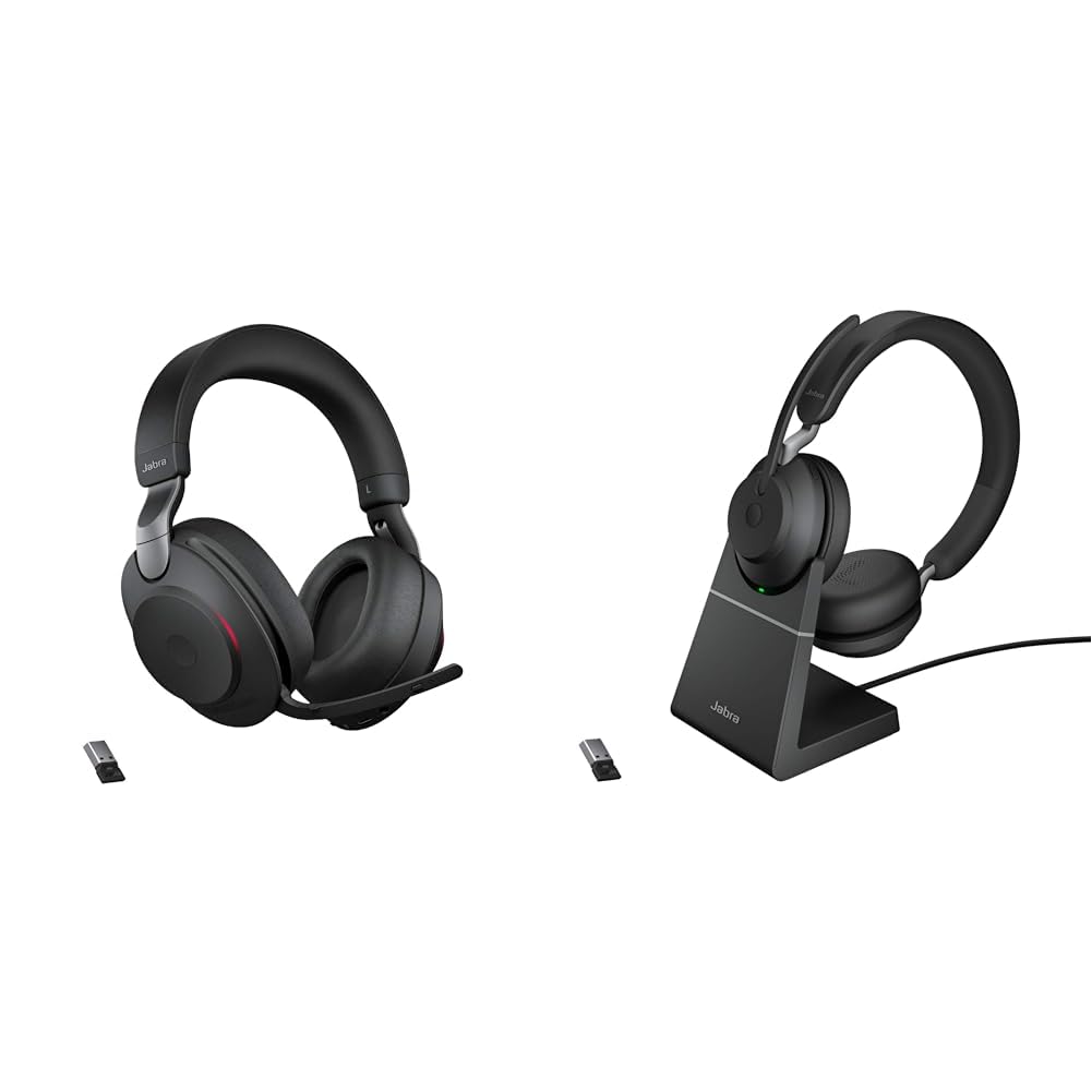 Jabra Evolve2 85 Wireless PC Headset with Charging Stand & Evolve2 65 Wireless PC Headset with Charg
