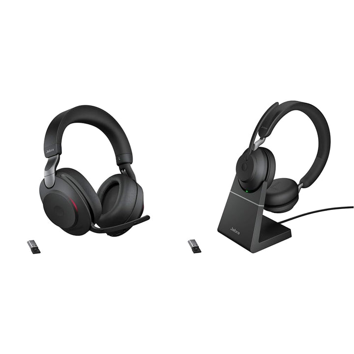 Jabra Evolve2 85 Wireless PC Headset with Charging Stand & Evolve2 65 Wireless PC Headset with Charg
