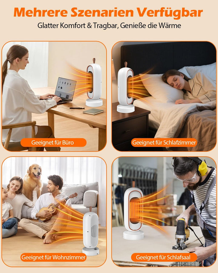 Energiesparender Heizlüfter – 1300W PTC Keramik-Technologie, 2 Leistungsstufen, Tragbarer Heizlüfter