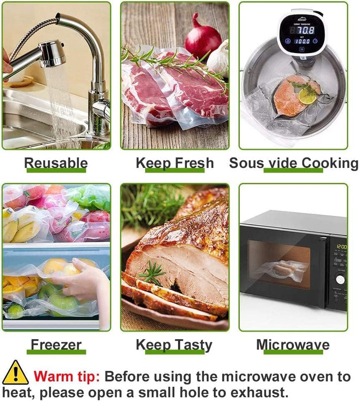 Accenter Vakuumierbeutel 20x30cm/100 Beutel 210 Microns Profi Vakuumierfolie für Vakuumierer & Leben