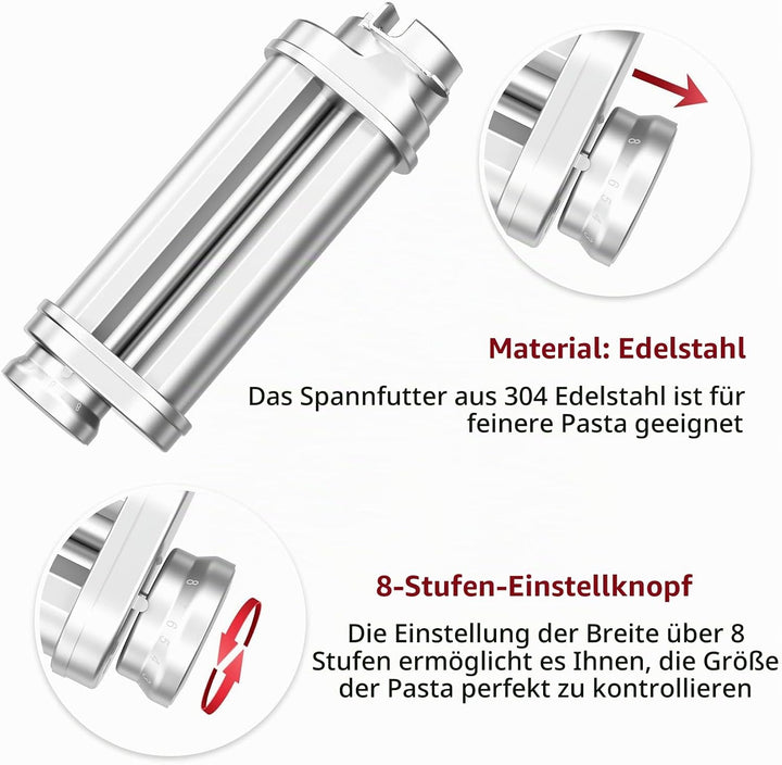 Assiduous Nudelaufsatz für Bosch Standmixer, 3 Stück Pasta Roller für Bosch Nudelaufsatz Set, inklus