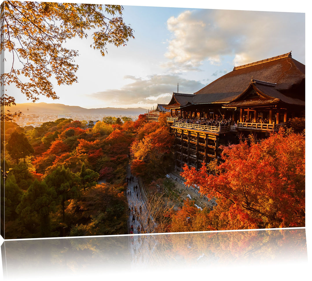 Majestätisches Japanisches Gebäude, Bild auf Leinwand, XXL riesige Bilder fertig gerahmt mit Keilrah