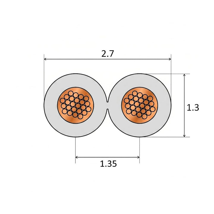 Xenterio LiYZ Flachleitung (Zwillingslitze), hochflexibel, 2x0,14mm², 25m Spule, Adernfarben weiss/g