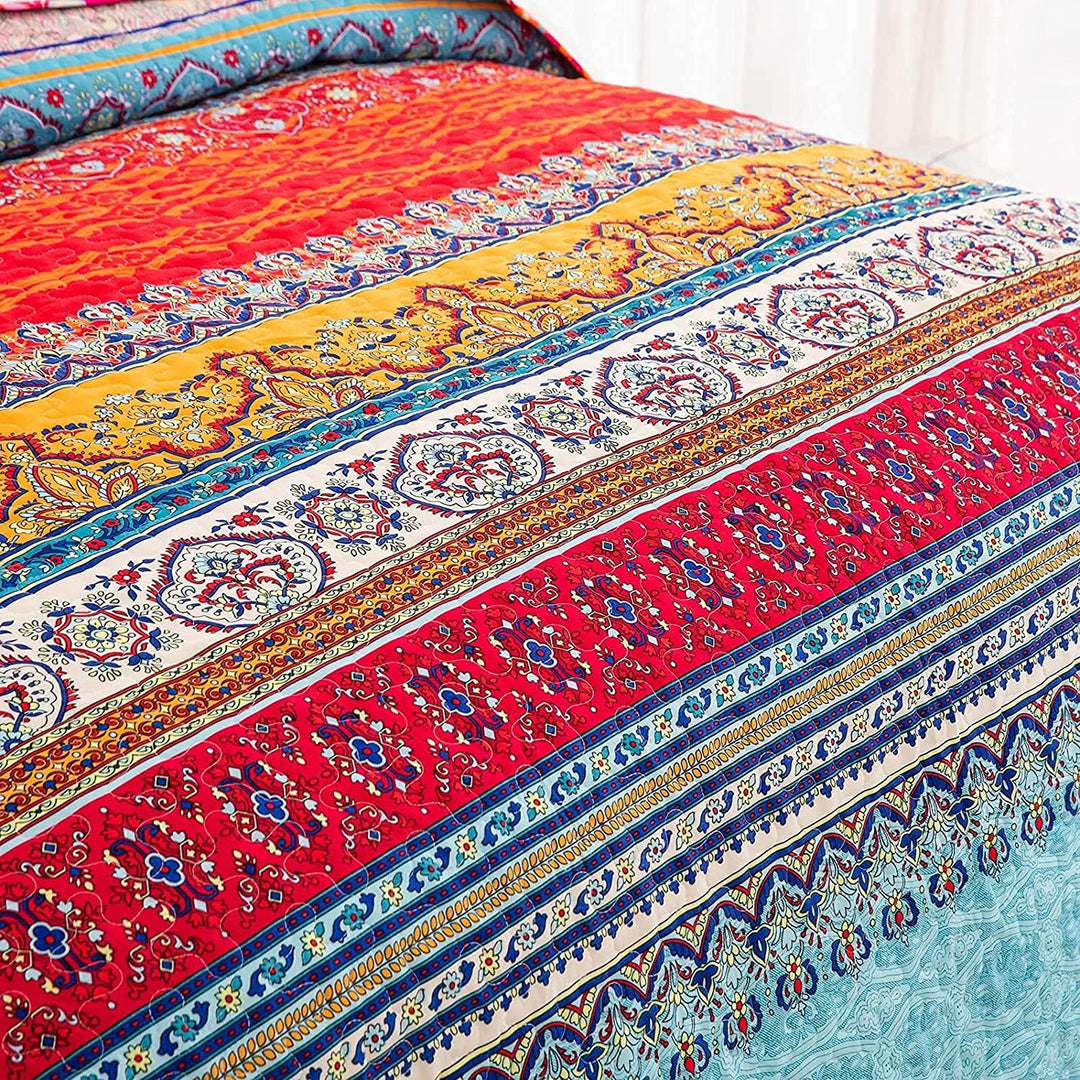 WONGS BEDDING Tagesdecke 200x220 Bettüberwurf Boho Decke Steppdecke 3 teilig Doppelbett Gesteppt Bet