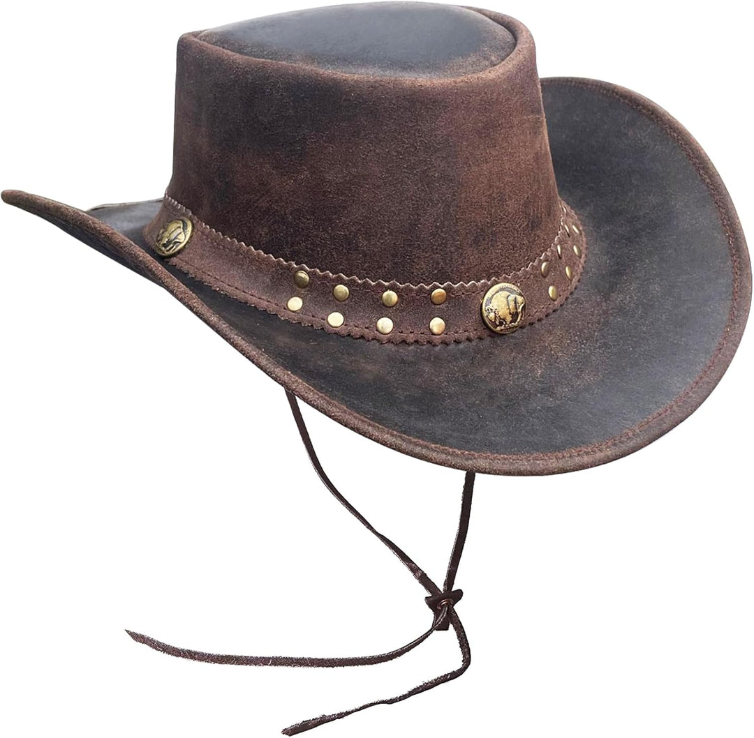 BRANDSLOCK Cowboyhut aus Leder für Herren, handgefertigt, formbar, breite Krempe, langlebig, Cowgirl