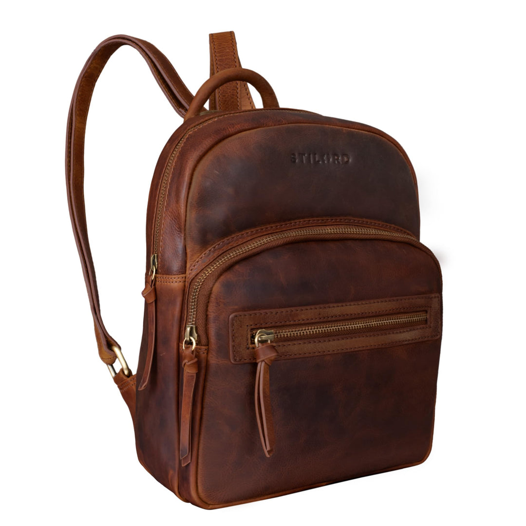 STILORD Damen-Rucksack aus Leder braun - Vintage Frauen-Rucksack - Kleine Tasche aus Echtleder - Han