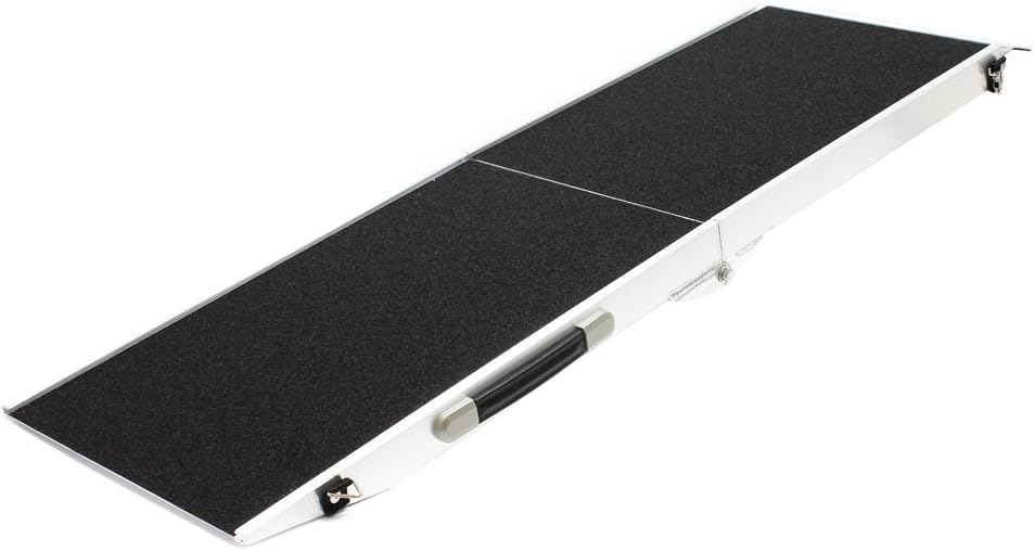 Wiltec Hunderampe faltbar, 183 x 49 cm, geklappt 92 x 49 cm, aus Aluminium, rutschsicher, Traglast b