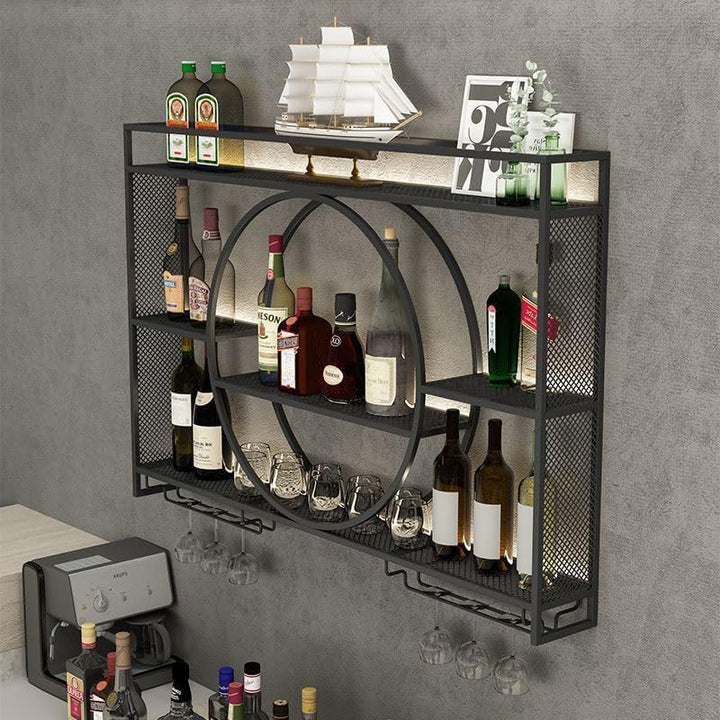 Rmeet Moderne Metall Wand montiert Wein Display Rack, 3-Schicht-Eisen-Rack, Weinregal, Wand-montiert