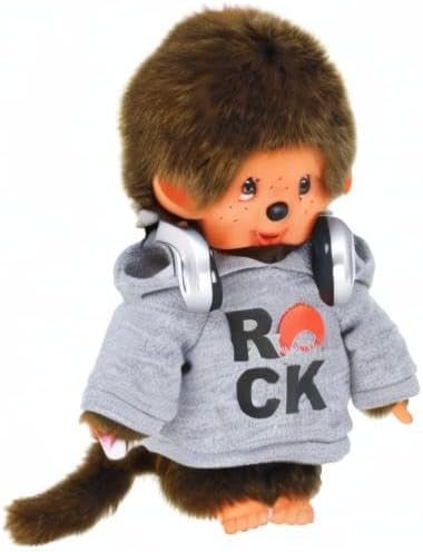 BANDAI - Monchhichi - Plüschtier Monchhichi Rock - Ikonisches Affenkuscheltier der 80er Jahre, Super