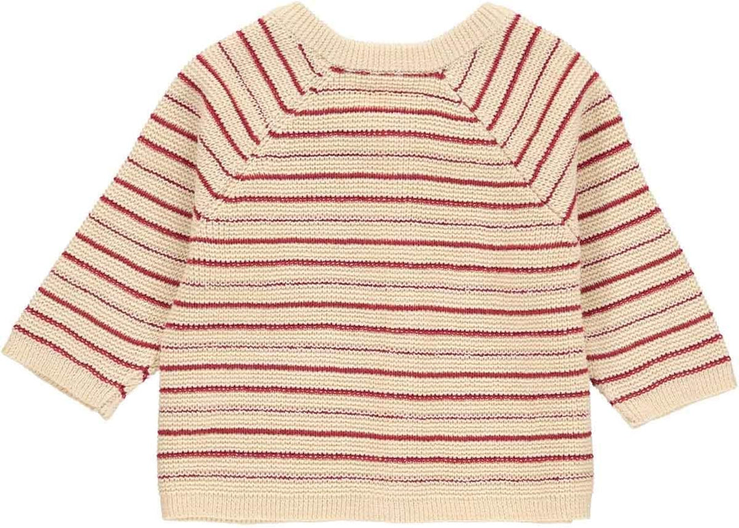 Müsli by Green Cotton Baby-Mädchen Knit Stripe Cardigan Sweater 68 Berry Red, 68 Berry Red