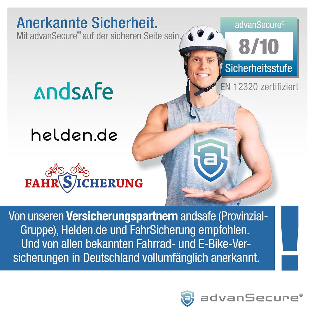 advanSecure® Hochsicherheits-Kettenschloss | optimal für Fahrrad und E-Bike | Sicherheitsstufe 8/10