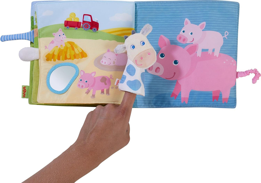 HABA 306085 - Stoffbuch Bauernhof, Babybuch ab 6 Monaten, Bunt