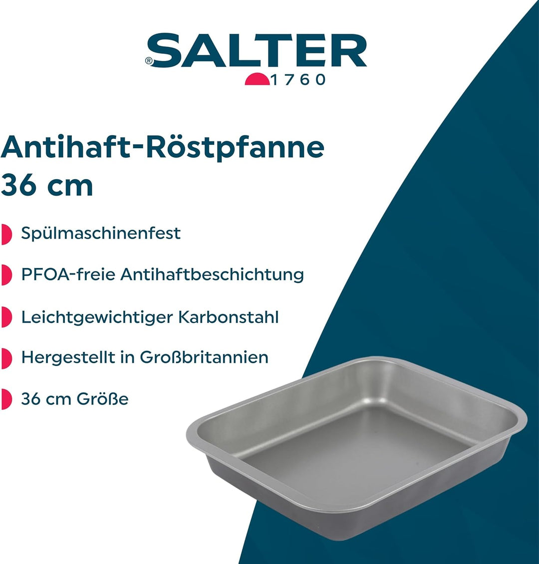 Salter Essentials 36 cm Bräter – Antihaft rechteckiges Ofenblech, spülmaschinenfest, leicht zu reini