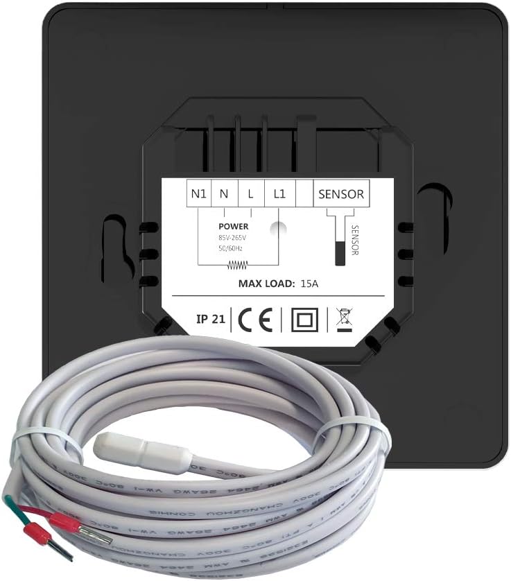 WLAN-Thermostat ThermoLife ET81W mit Farbdisplay - Schwarz - Digitales Raumthermostat programmierbar