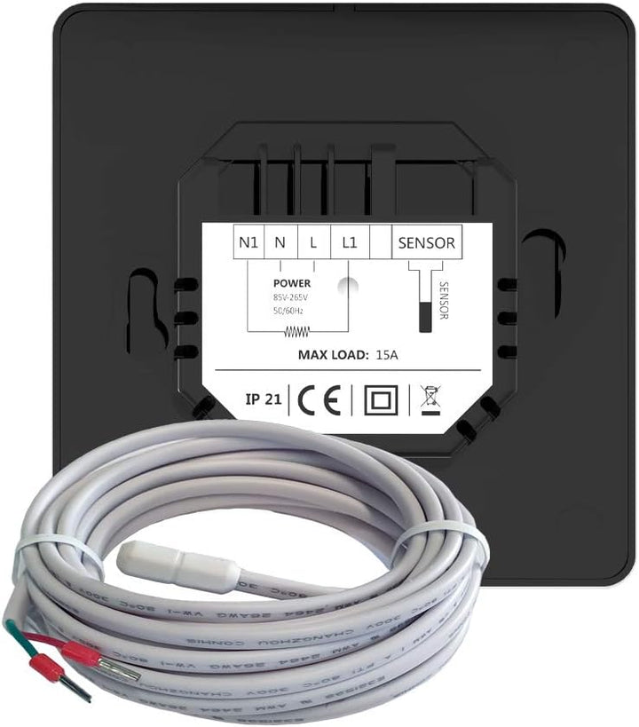WLAN-Thermostat ThermoLife ET81W mit Farbdisplay - Schwarz - Digitales Raumthermostat programmierbar