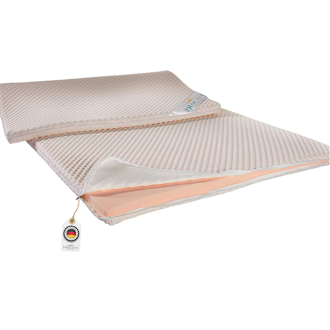 PROCAVE Gelschaum Matratzen-Topper 60x120 cm mit Noppen-Doppeltuch-Matratzenbezug, mit Gel Schaum-Ke