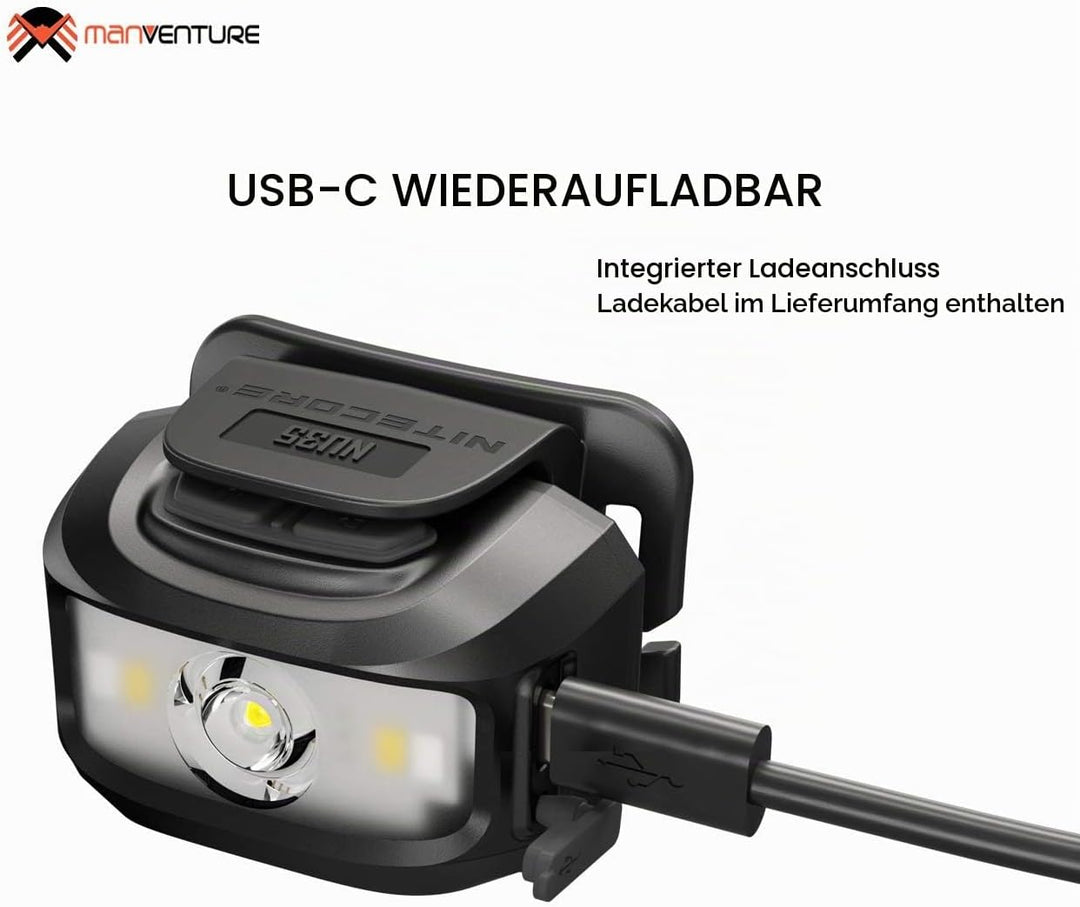 Nitecore NU35 Stirnlampe LED Wiederaufladbar - Dual Power Hybrid - LED 460 Lumen - IP66 Wasserdicht/