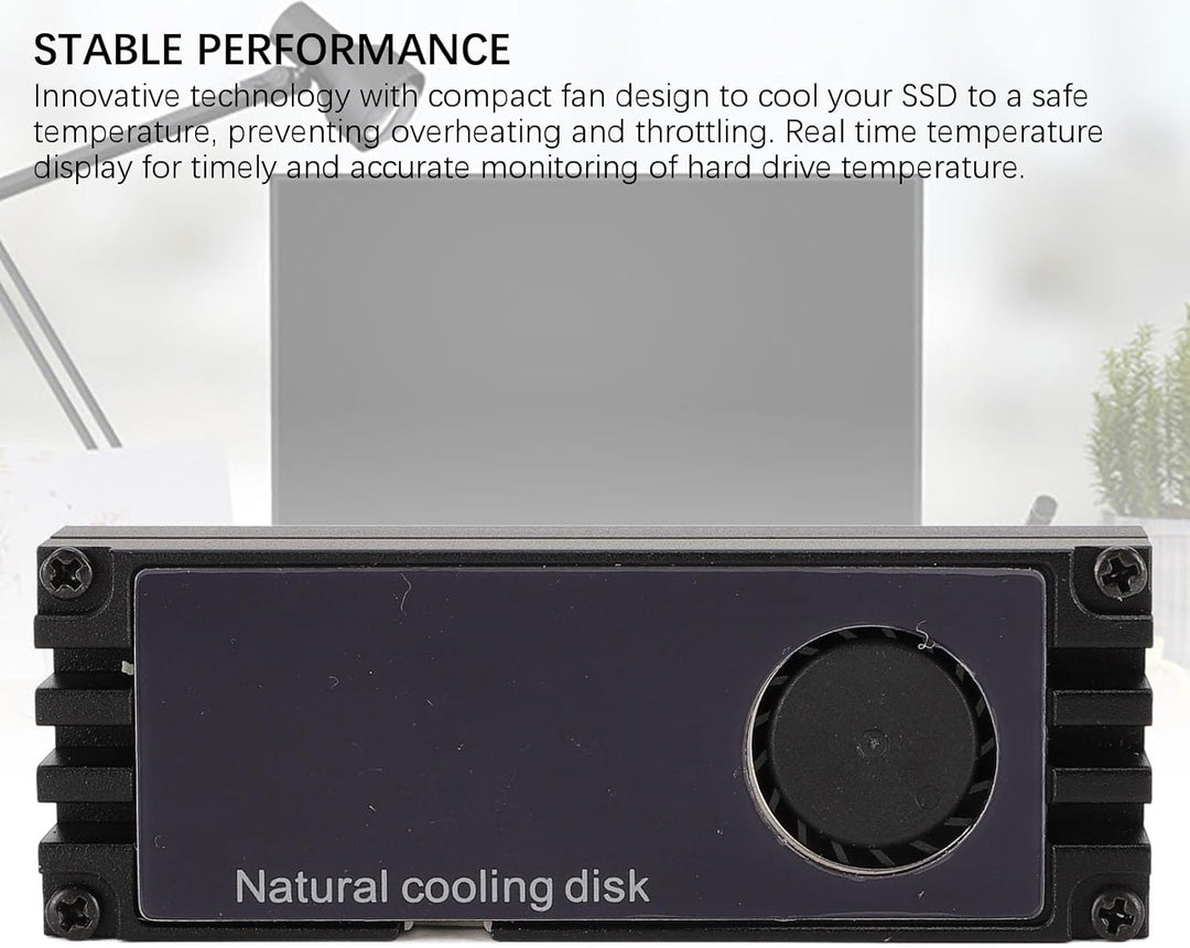 VBESTLIFE NVMe M.2-Lüfter, NVMe M.2-Kühlkörper aus Aluminium mit Temperaturanzeige, SSD-Lüfter, Leis