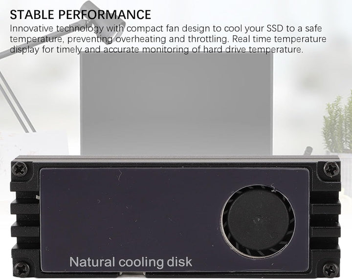 VBESTLIFE NVMe M.2-Lüfter, NVMe M.2-Kühlkörper aus Aluminium mit Temperaturanzeige, SSD-Lüfter, Leis