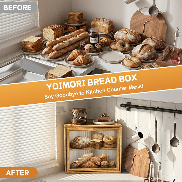 Brotkasten, 2 Etagen Holz Brotaufbewahrung, Gross Brot-Aufbewahrungsbox, Luftdichte Brotbox, Brothal