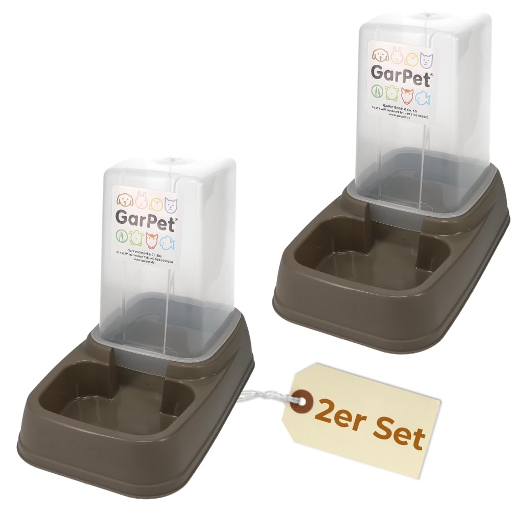 2er Set Automatischer Futterspender Wasserspender 2in1 Futterautomat Wasserautomat für Hunde Katzen