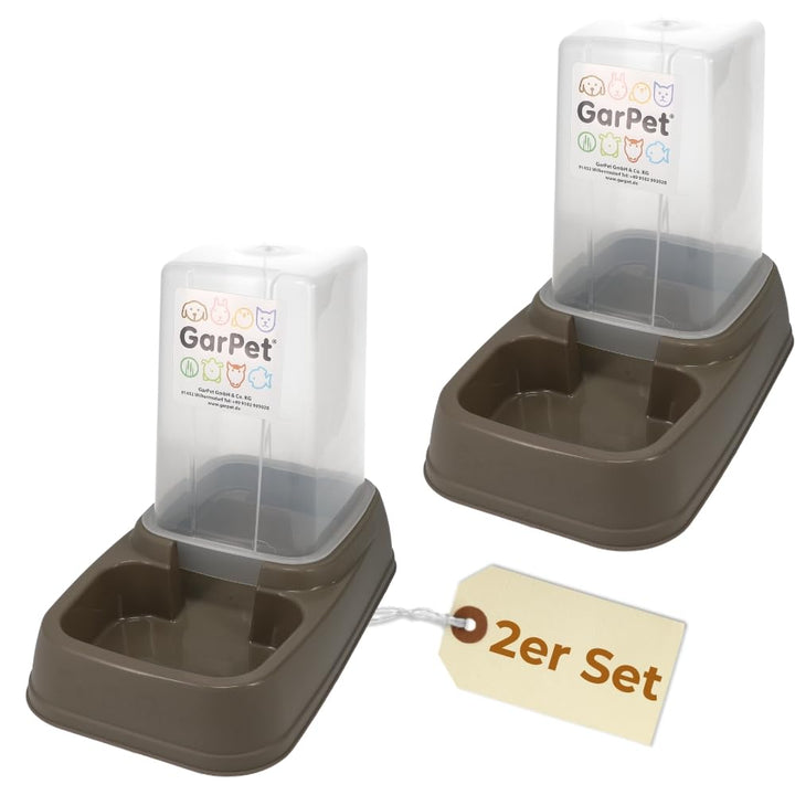 2er Set Automatischer Futterspender Wasserspender 2in1 Futterautomat Wasserautomat für Hunde Katzen