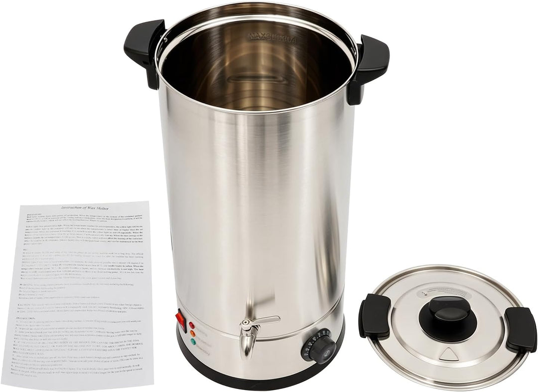 Kazafa 1800W 220V 15L Elektrischer Wachsschmelztopf mit Deckel, Wasserhahn | Automatische Abschaltfu