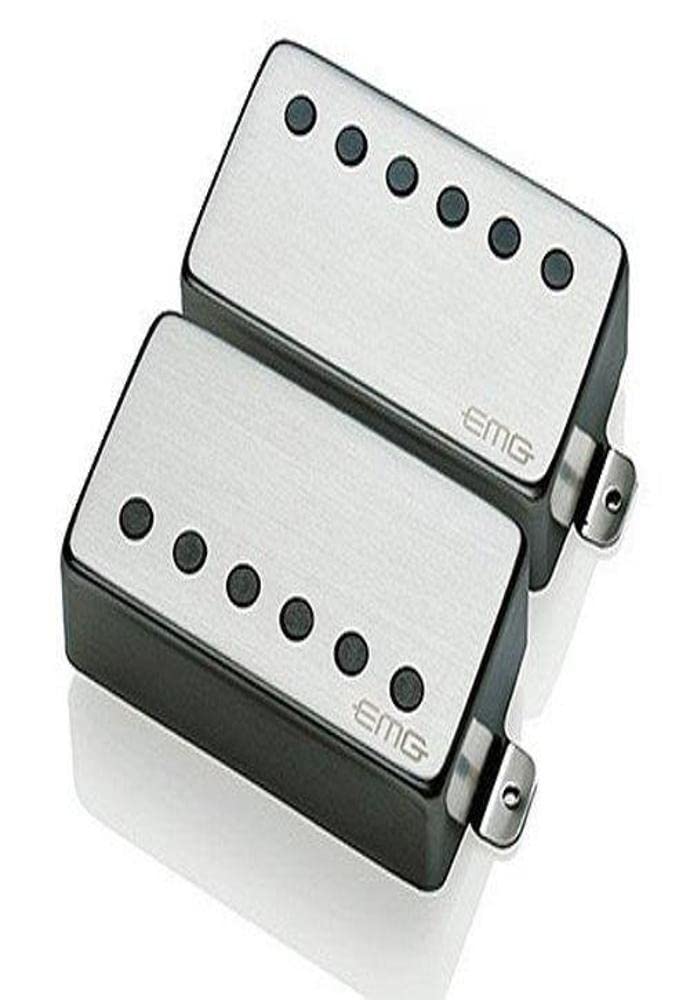 EMG 57/66 Bridge and Neck Humbucker Guitar Pickups Set, Brushed Chrome gebürstetes chrom, gebürstete