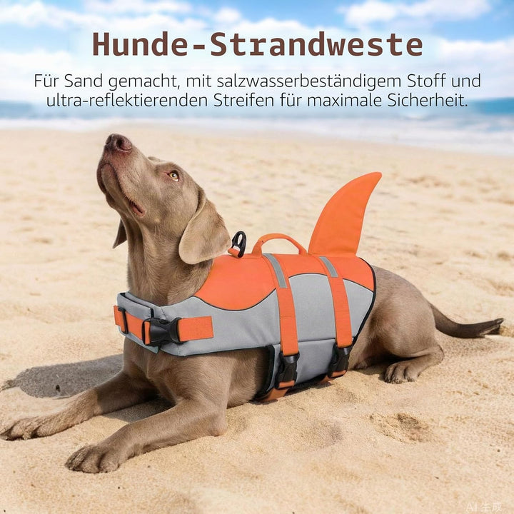 CITÉTOILE Schwimmweste Hunde Hai, Leicht und Sicher für Wassersport, hundeschwimmweste mit Griff und