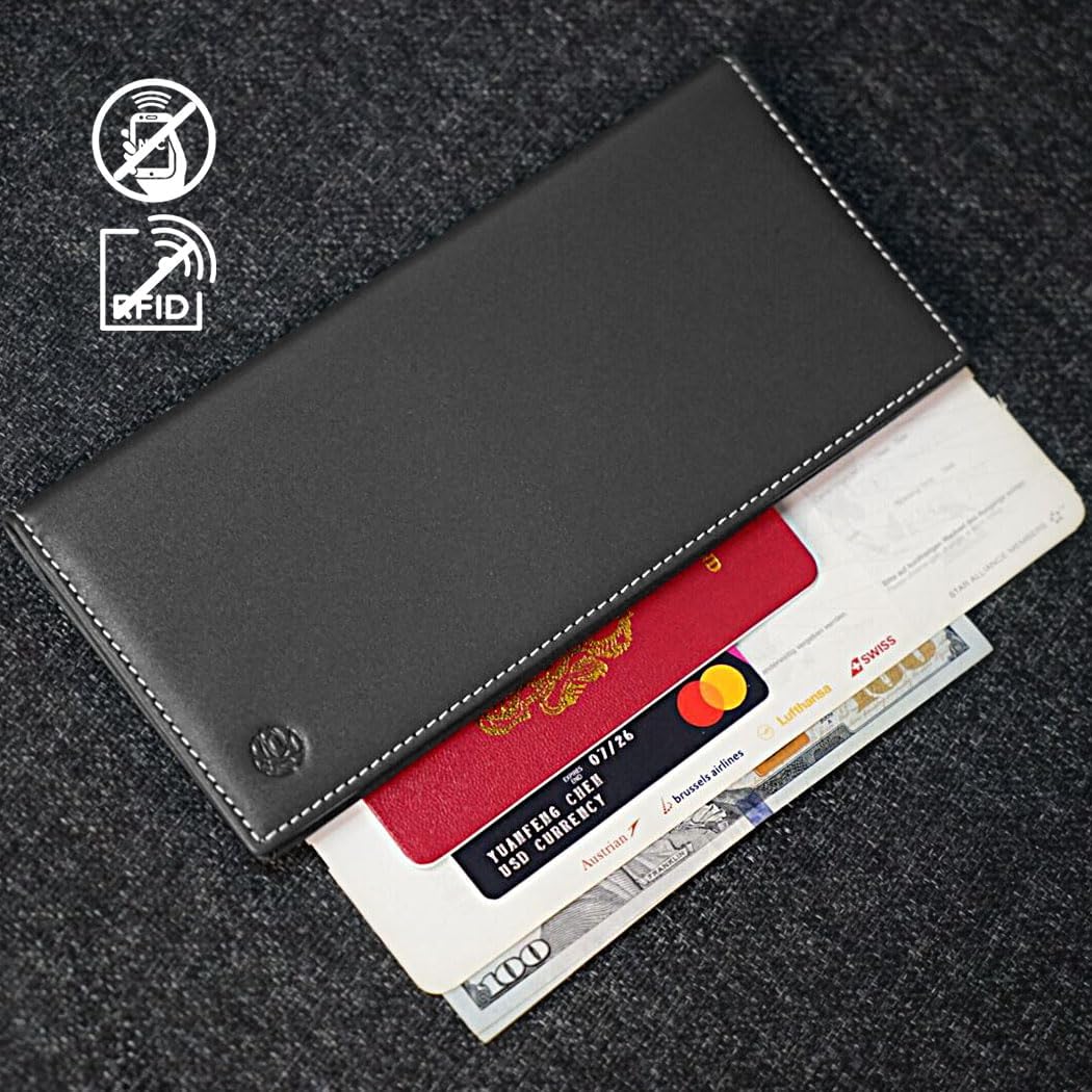 Echtes Lede RFID-Blocker für Reisesicherheit Tragbare Reisepasshülle Minimalistischen Stil für Damen