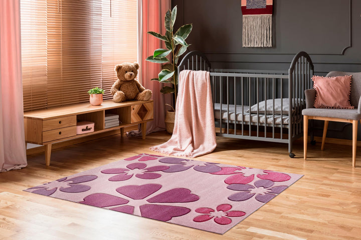 -LUXOR- living Spielteppich Flair Carving - Kinderteppich Mädchen mit Blumen Design - ideal als Spie