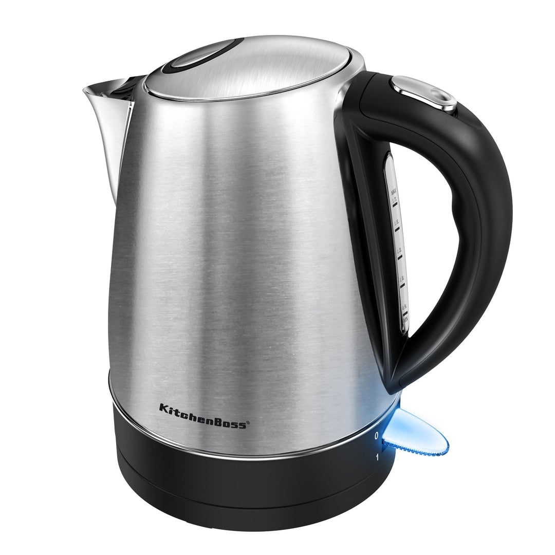KitchenBoss Wasserkocher 1,7L Wasserkocher Edelstahl：Elektrischer Wasserkocher mit Kalkfilter, Wasse