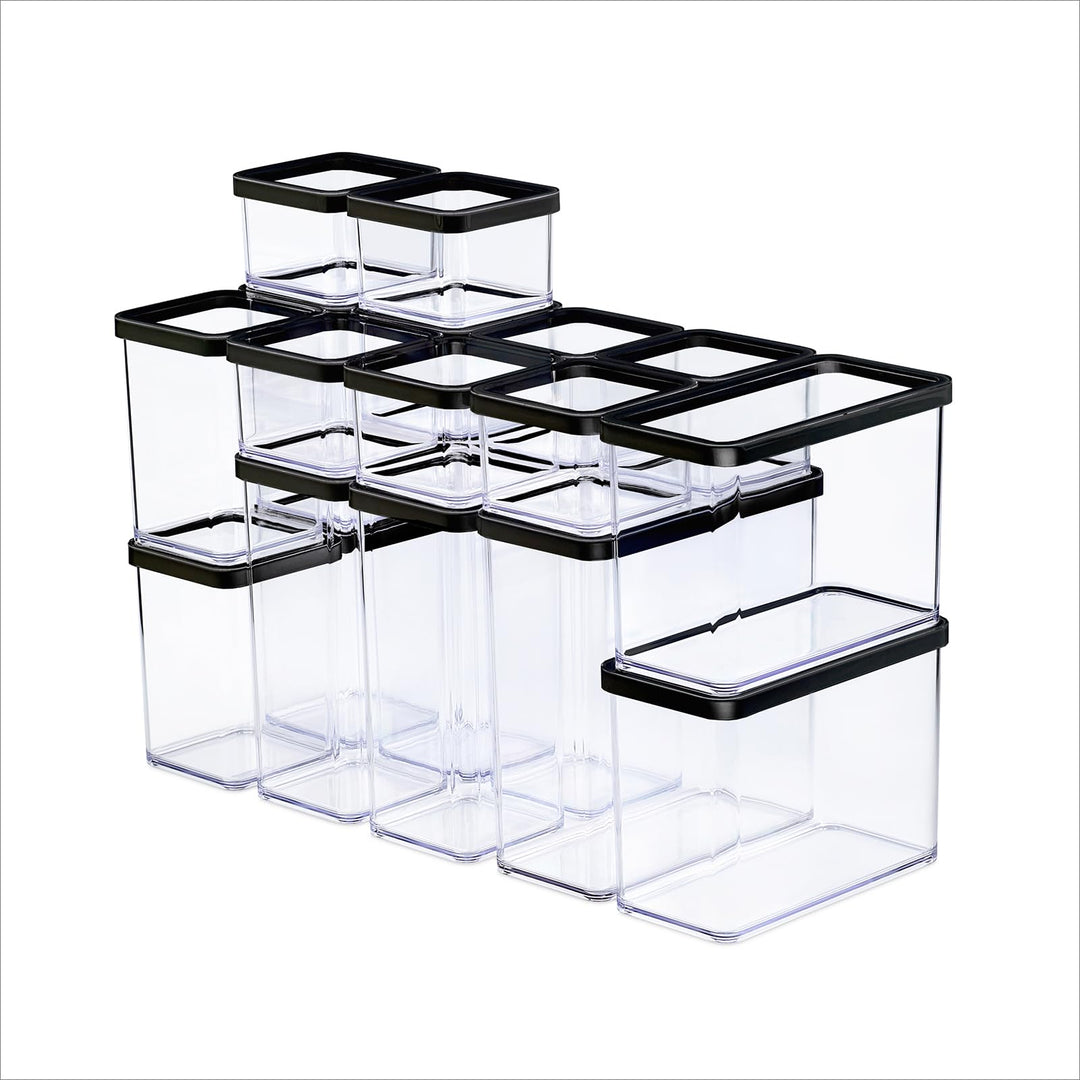 Rotho LOFT 19-Set Vorratsdosen mit Deckel, stapelbar, aromadicht, spülmaschinenfest 19er Set Transpa