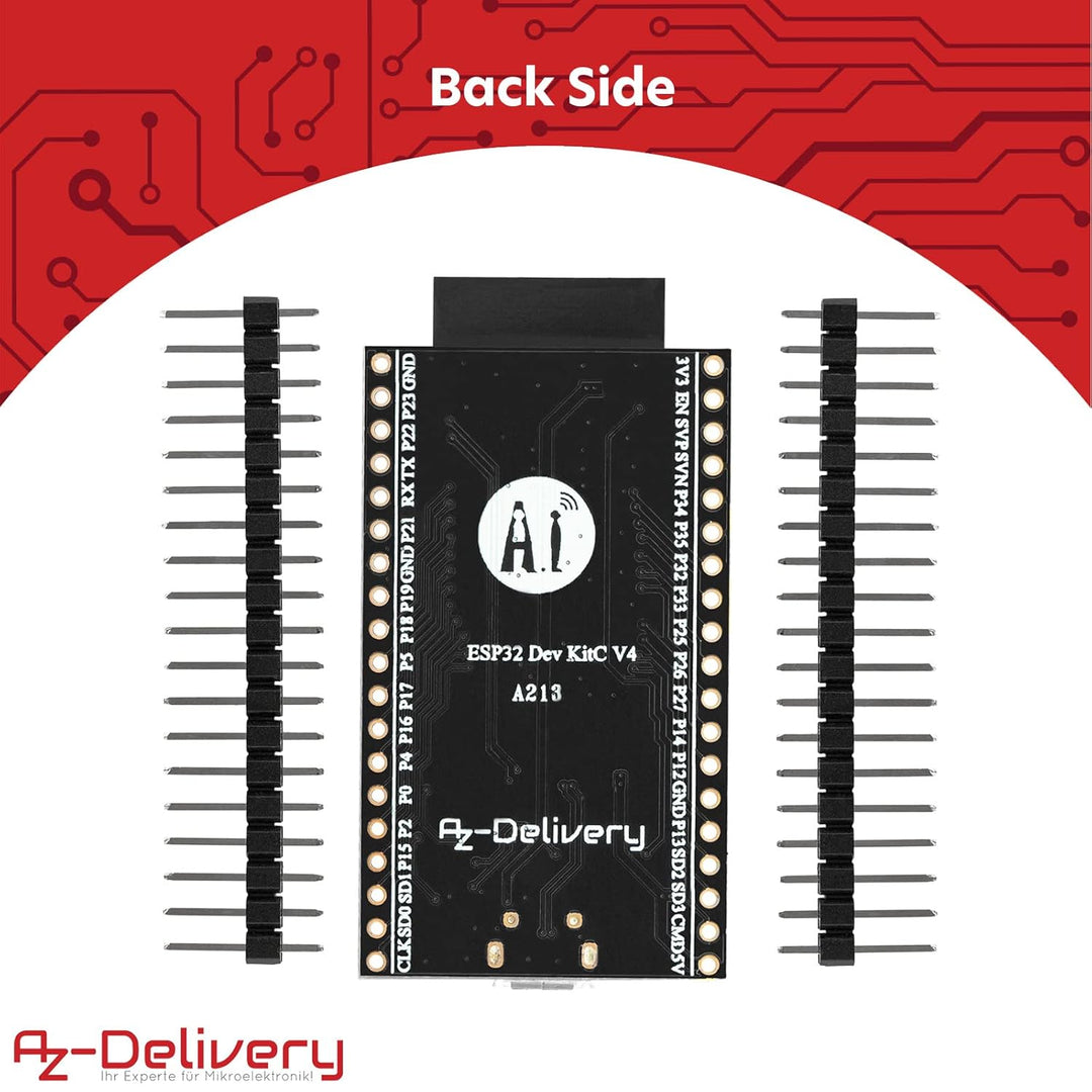 AZDelivery 5 x ESP32S Dev Kit C V4 NodeMCU WLAN/WiFi Development Board unverlötet kompatibel mit Ard