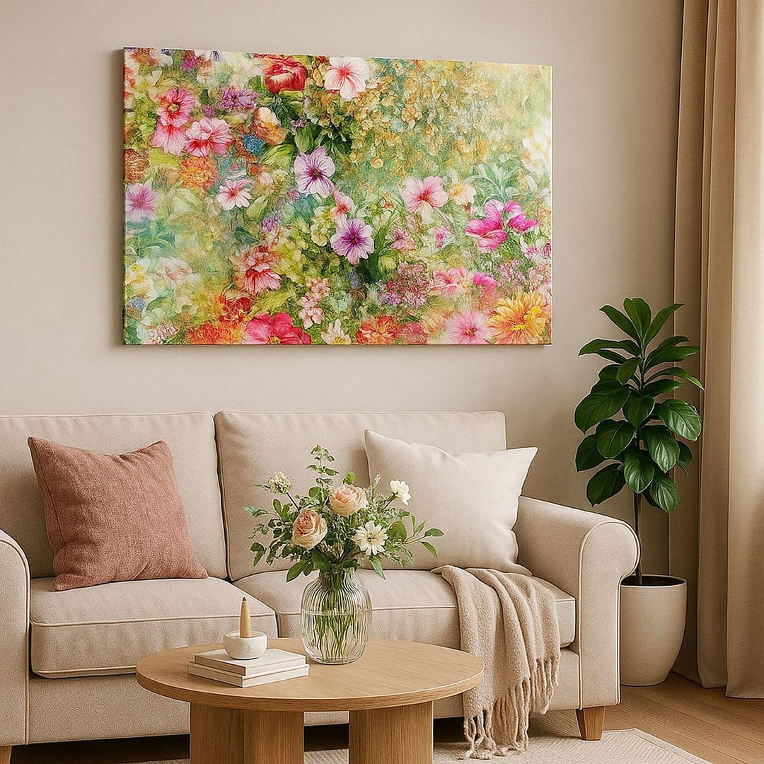 Bilder auf Leinwand 100x70cm Leinwandbild mit Rahmen blume sommer natur Gross Wanddeko Bild Schlafzi