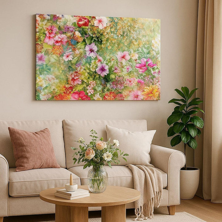 Bilder auf Leinwand 100x70cm Leinwandbild mit Rahmen blume sommer natur Gross Wanddeko Bild Schlafzi