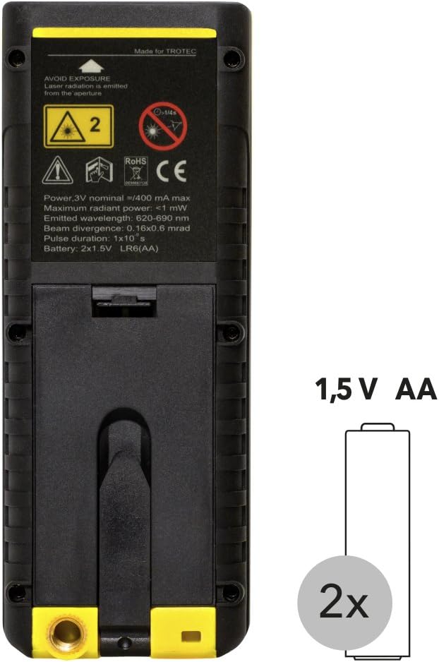 TROTEC Laser Entfernungsmesser BD21 – Digitales Messgerät Entfernung – Reichweite bis 70 m, 90°-Neig