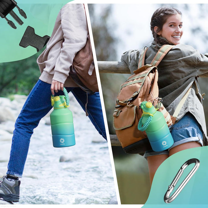 Fjbottle Edelstahl Trinkflasche 1900ML mit Magnetischem Deckel, BPA FREI auslaufsichere Doppelwandig