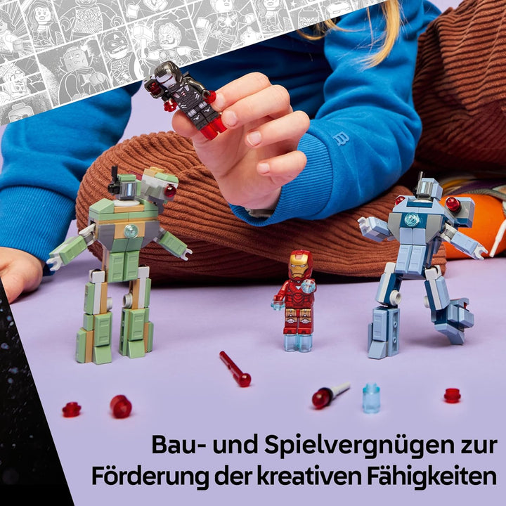 LEGO ǀ Marvel Iron Man & War Machine vs. Hammer Drones - Building Toy with 2 Minifigures & 2 Action