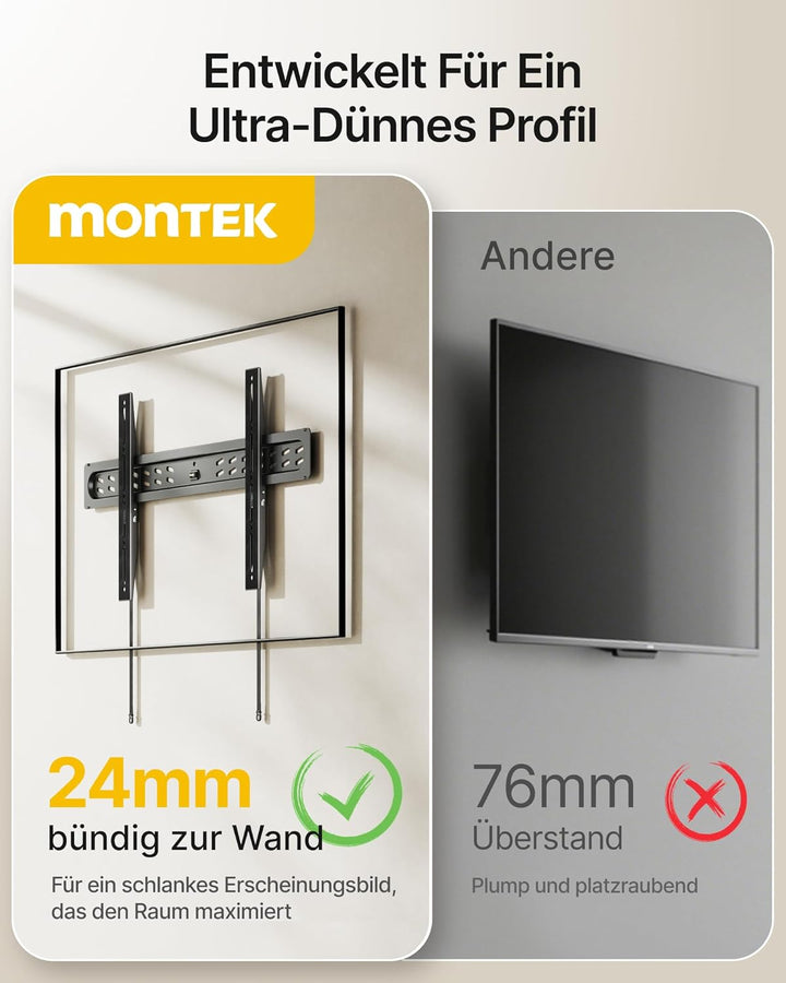 monTEK TV Wandhalterung Fernseher für 43-95 Zoll Flach &amp; Curved LCD LED Fernseheroder, Tv Halterung