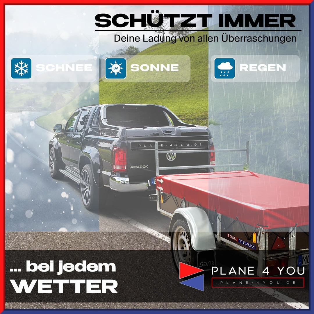 Anhängerplane nach Dein Mass in Diverse Farben Premium PVC-Planenstoff 680g/m² (Aussenmass: bis 2.80