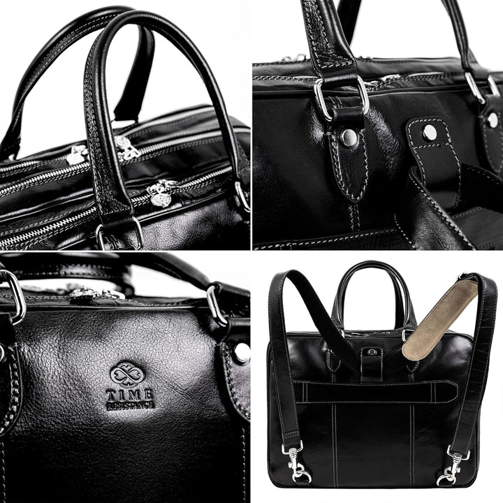 Time Resistance Leder Aktentasche handgefertigte Umhängetasche Laptoptasche für bis zu 15 Zoll Lapto