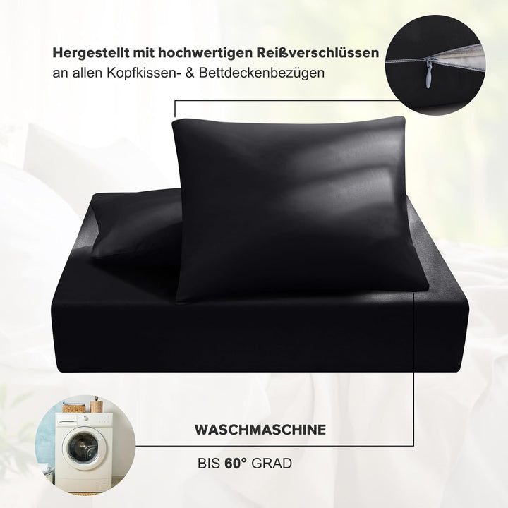 ohano Bettwäsche 135x200 4teilig Bettwäsche-Sets 2er Set Bettbezug mit 2 Kissenbezüge 80x80cm,kusche