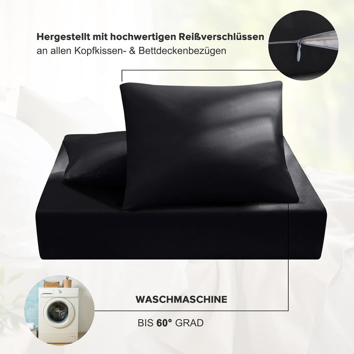 ohano Bettwäsche 135x200 4teilig Bettwäsche-Sets 2er Set Bettbezug mit 2 Kissenbezüge 80x80cm,kusche
