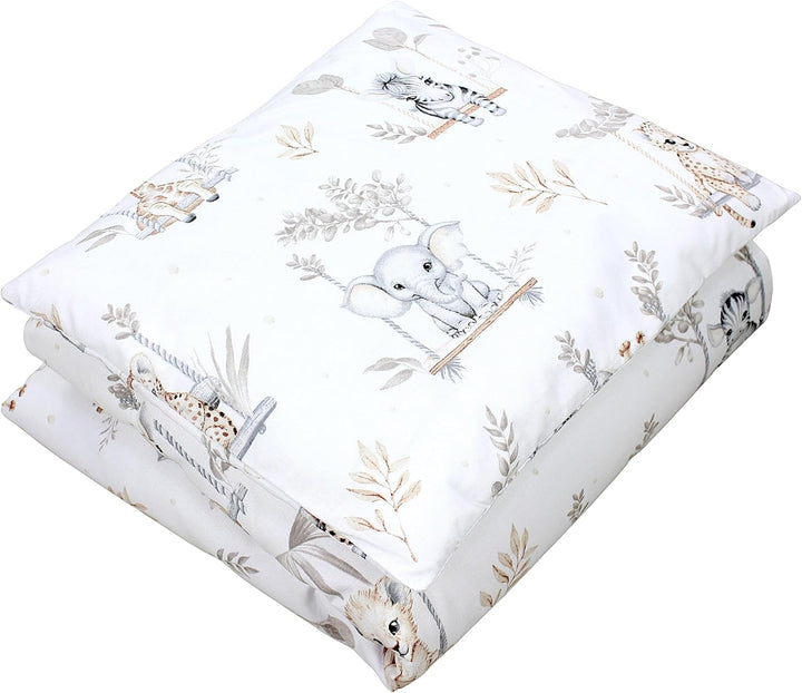 TupTam Unisex Baby Wiegenset 4-teilig Bettwäsche-Set: Bettdecke und Kopfkissen mit Bezug, Farbe: Saf