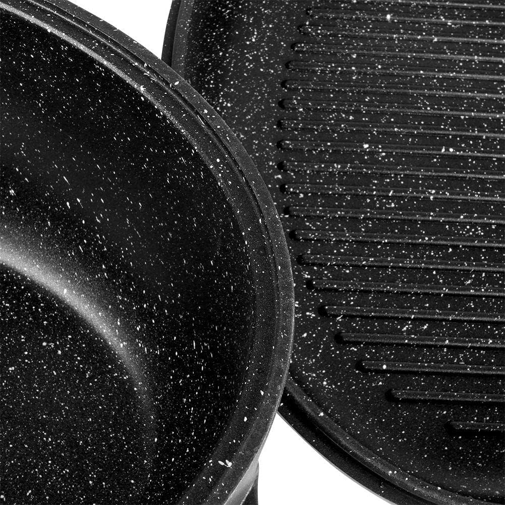 Ovale Bratpfanne Antihaft-Bratpfanne Grillpfanne zum Backen Braten Bräter mit Deckel tief 2in1 10 L